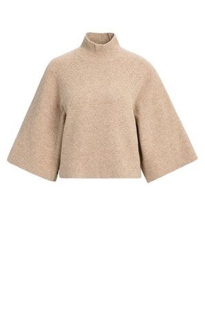Yaya High neckline wide sleeve sweater dark beige melange