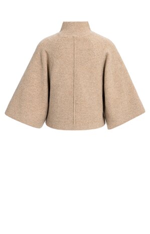 Yaya High neckline wide sleeve sweater dark beige melange