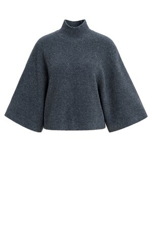 Yaya High neckline wide sleeve sweater dark anthracite melange