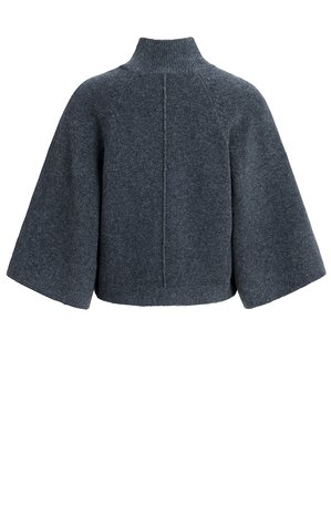 Yaya High neckline wide sleeve sweater dark anthracite melange