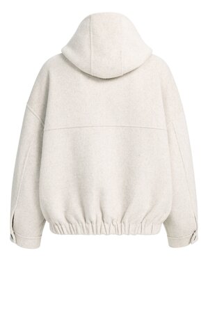 Yaya Woven wool mix oversized jacket with hood pure cashmere grey melange