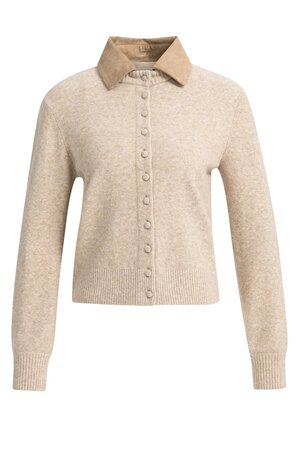 Yaya Cardigan with detachable collar light beige melange