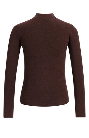 Yaya Turtle rib fitted sweater with botton detail bitter chocolate red