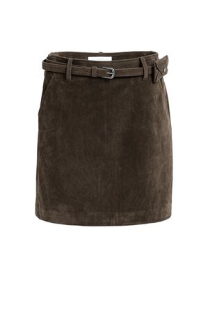 Yaya Suedine mini skirt with fancy belt detail delicioso brown