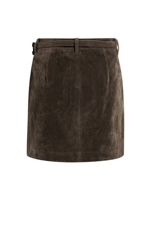 Yaya Suedine mini skirt with fancy belt detail delicioso brown
