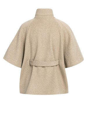 Yaya Soft woven wool mix poncho jacket with rib collar pure cashmere grey melange