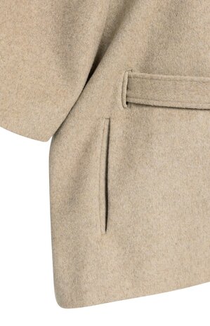 Yaya Soft woven wool mix poncho jacket with rib collar pure cashmere grey melange