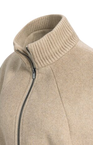 Yaya Soft woven wool mix poncho jacket with rib collar pure cashmere grey melange