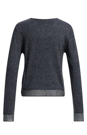 Yaya Cardigan with woven detail dark anthracite melange
