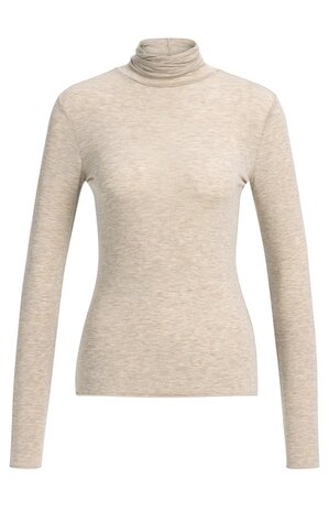 Yaya Long sleeve top with high neck beige melange