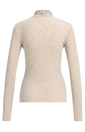Yaya Long sleeve top with high neck beige melange