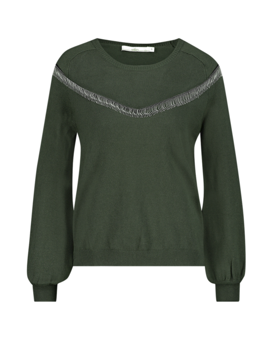 Aaiko Grazia Fringe Vis 301 Army Green Sweater-