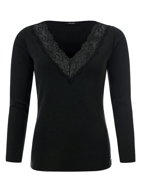 Dayz Fleurie - Zwarte top met kante V-hals