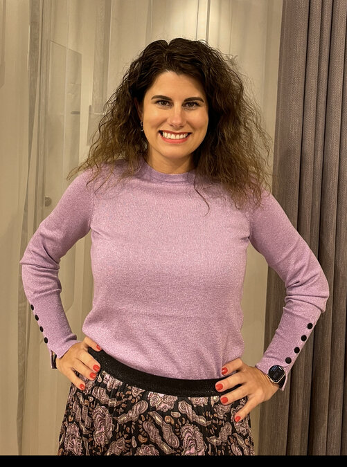 Esqualo Sweater lurex basic slv buttons Lilac