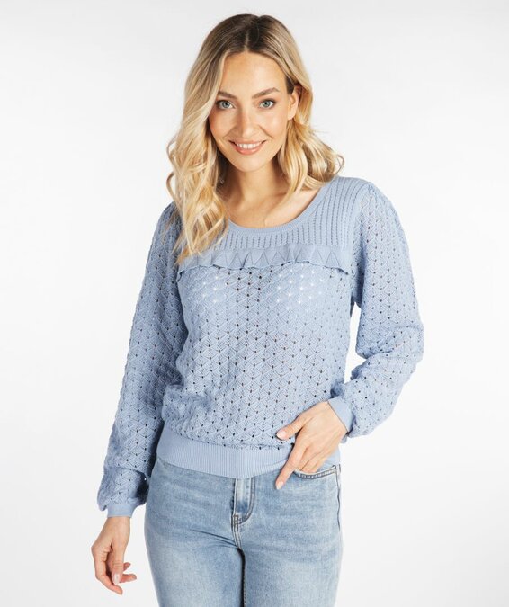 Esqualo Sweater pointelle Light Blue