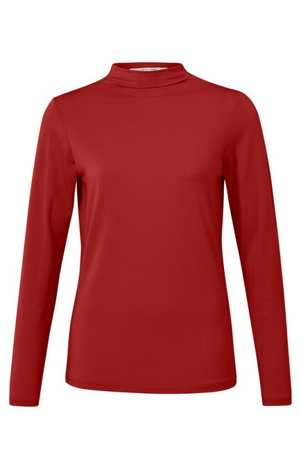 Yaya Long sleeve roll neck top lava falls red