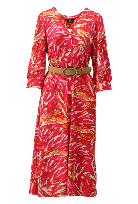 K-Design Jurk W351 midi mouwloos, tropische bloemen print