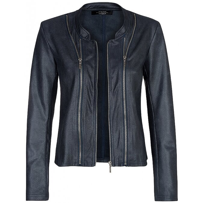 One Two Luxzuz Athena Coated suede JacketNight Blue