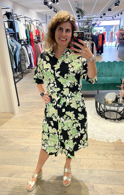 Freequent fqmison-dress Black w. Piquant Green