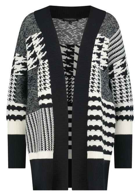 Tramontana Cardigan Geometric Jacquard  Offwhite