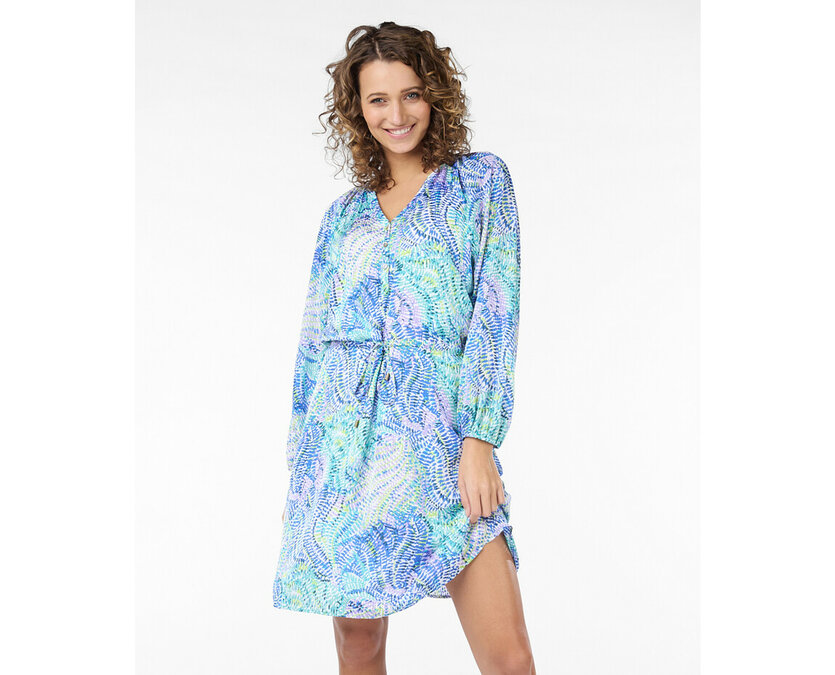Esqualo Dress short raglan Bayside Leaves print Print