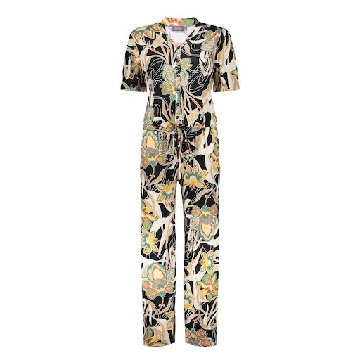 Geisha Jumpsuit straight leg aop emerald/orange