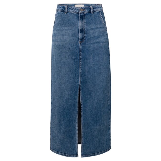 Yaya Denim maxi skirt w.slit blue denim