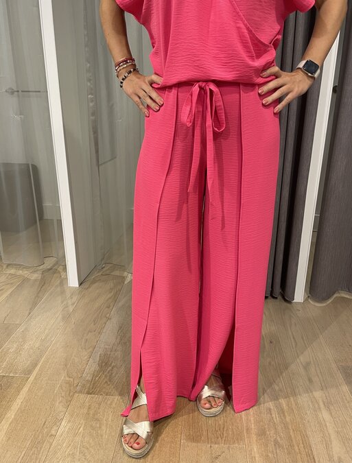 Esqualo Trousers overlap wide crinkle Magenta