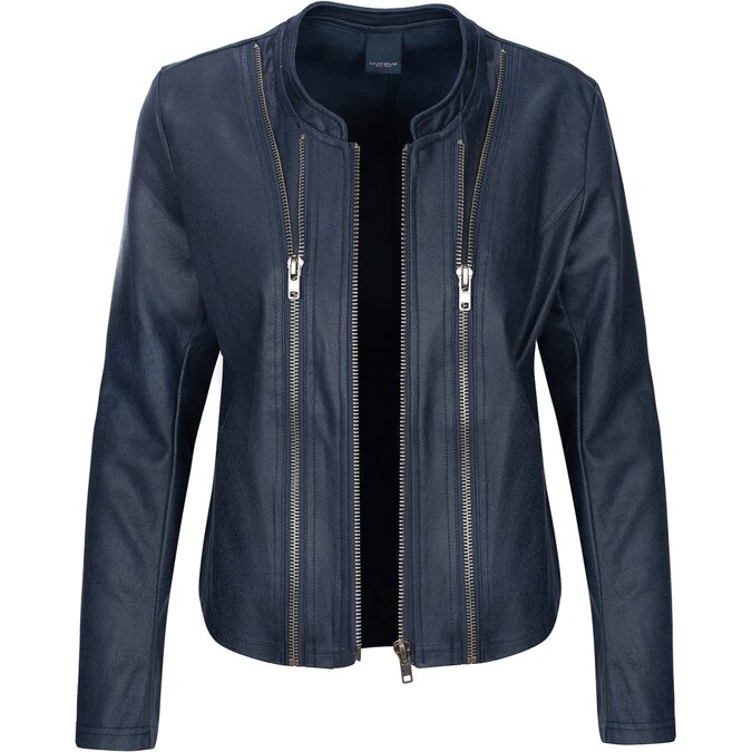 One Two Luxzuz Nieuwe Athena Faux Leather Jacket Blue Nights
