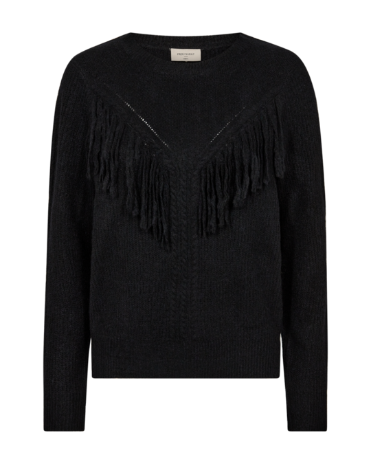 Freequent fqfringe-pullover Black