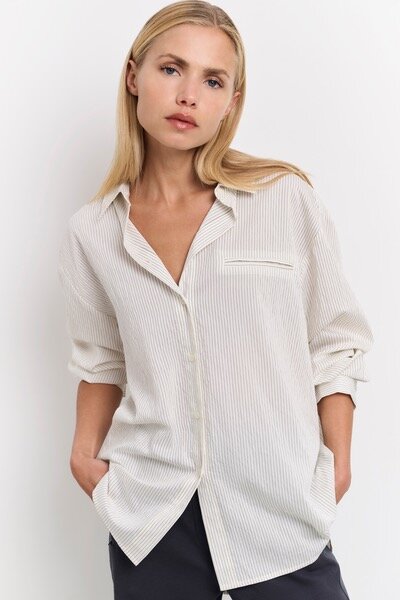 Yaya Flowy pinstripe shirt phantom dessin