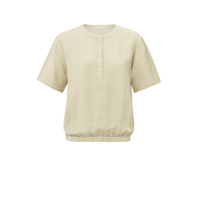 Yaya Printed woven polo with rib waistband soft grey dessin