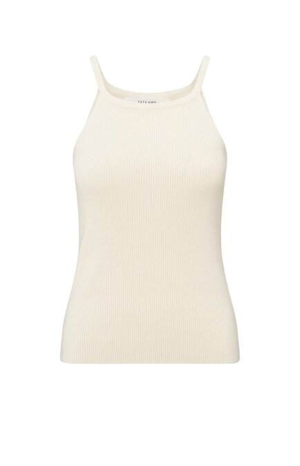 Yaya Geribde tanktop met smalle bandjes off white
