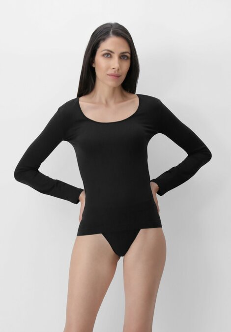 Oroblu Dolce Vita t-shirt round long sleeves zwart