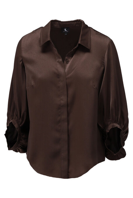 K-Design Blouse met speciale mouwen B773 Chocolate brown
