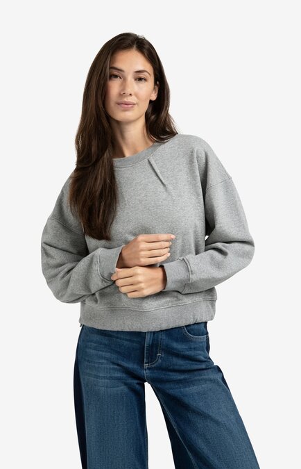 Yaya Sweatshirt with pleat detail and cord medium grey melange 01-109094-508