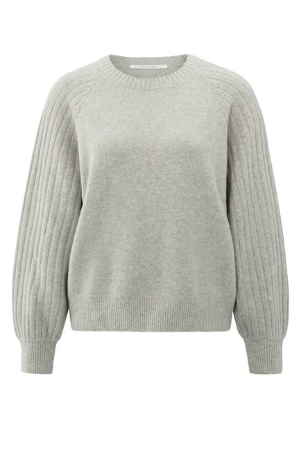 Yaya Rib mixed sweater ls brownish grey melange 01-000410-509