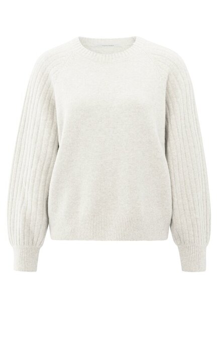 Yaya Rib mixed sweater ls off white melange 01-000410-509