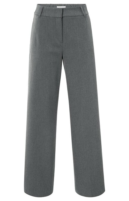 Yaya Woven wide leg trousers  with belt anthracite melange 01-301212-509