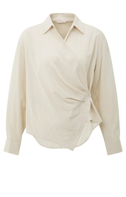 Yaya Fitted wrap blouse beige 01-201174-509