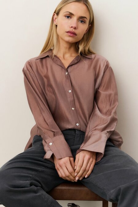 Yaya Sheer blouse with back slit blush pink 01-201171-509