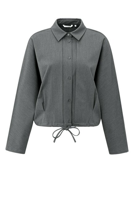Yaya Blouse jacket with waist pleats anthracite melange 01-201175-509