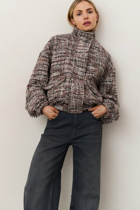 Yaya Boucle jacket with fringes blush pink dessin 01-511038-509