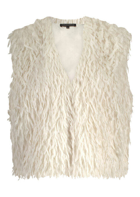 Tramontana Faux Fur Feather Vest OffWhite