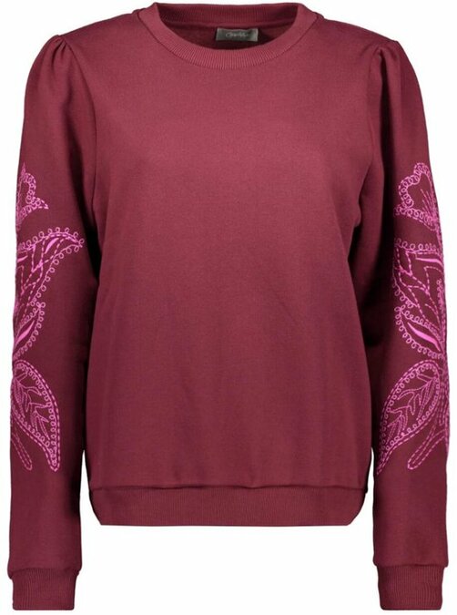 Geisha Sweater with embroidery bordeaux/pink