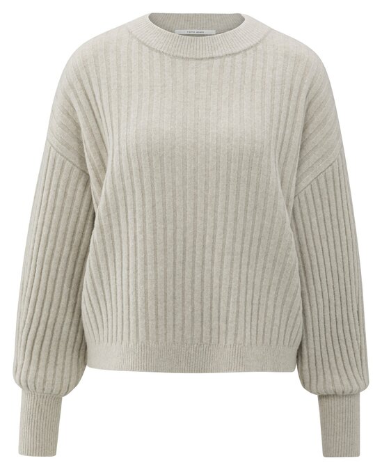 Yaya Ribbed sweater cloud grey 01-000538-510