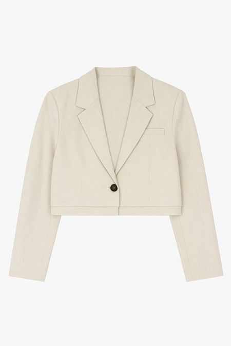 Yaya Soft woven cropped blazer cloud grey melange 01-501079-510