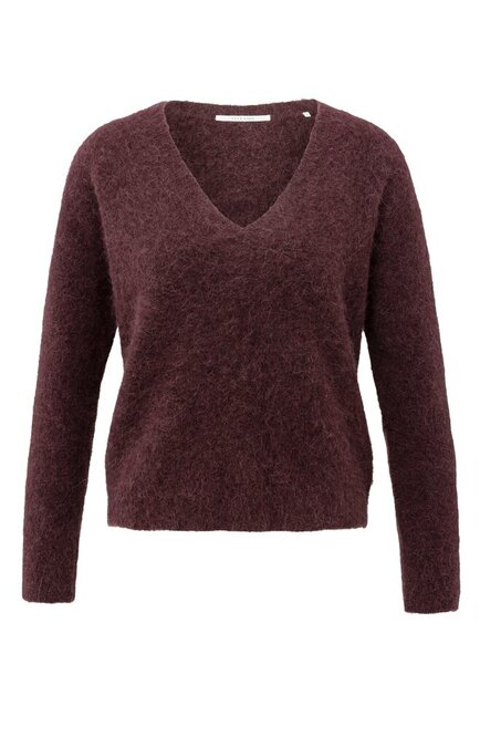 Yaya Soft V-neck sweater with long sleeves fudge purple 01-000536-511