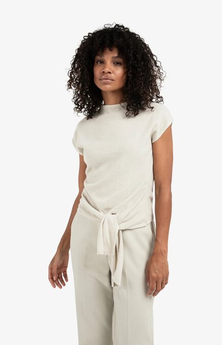 Yaya Sleeveless sweater with knot detail and subtle sequins cloud grey 01-000534-511