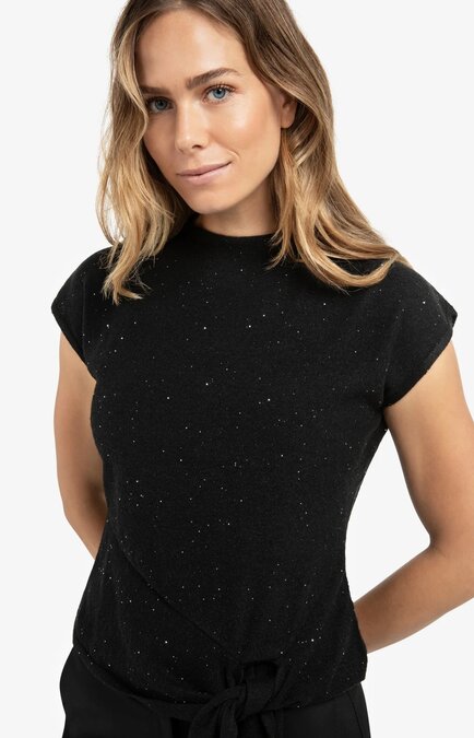 Yaya Sleeveless sweater with knot detail and subtle sequins black 01-000534-511